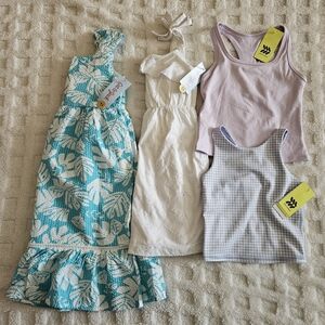NEW Cat & Jack/ All In Motion 4pc Bundle 2 Dresses & 2 Tank Tops Girls 4/5t